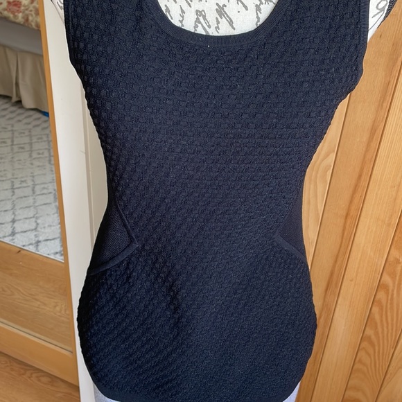 NWOT Rag & Bone black textured knit sleeveless top with mesh back on top half. L - Picture 3 of 13